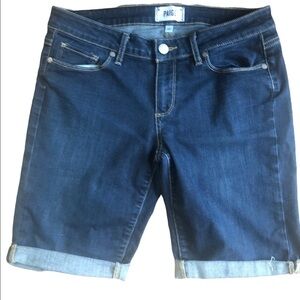 Paige Kayla Stretch Cuffed Bermuda Jorts Short Dark Denim Sz. 28 Casual Summer